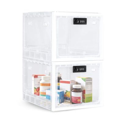 GLOQESEN 2-Pack Lockable Storage Boxes with Combination Locks