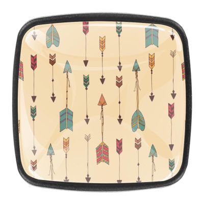 Tribal Arrow 4-Piece Crystal Glass Cabinet and Drawer Knobs, Transparent Square Pulls