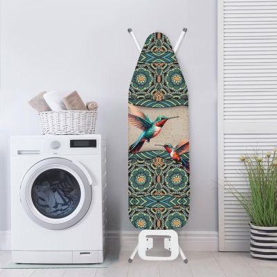 Poceacles Ironing Board Cover and Pad with Boho Mandala and Hummingbird Print, Thick Padding, Elastic Edge