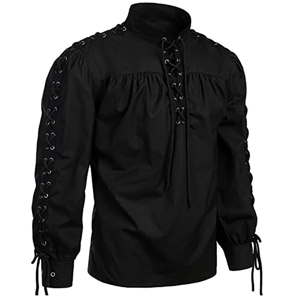 Beokeuioe Men's Pirate Shirt with Jabot Collar