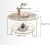 Modern Round Tempered-Glass Coffee Table with Storage Shelf view 2