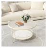 Modern Round Tempered-Glass Coffee Table with Storage Shelf view 4