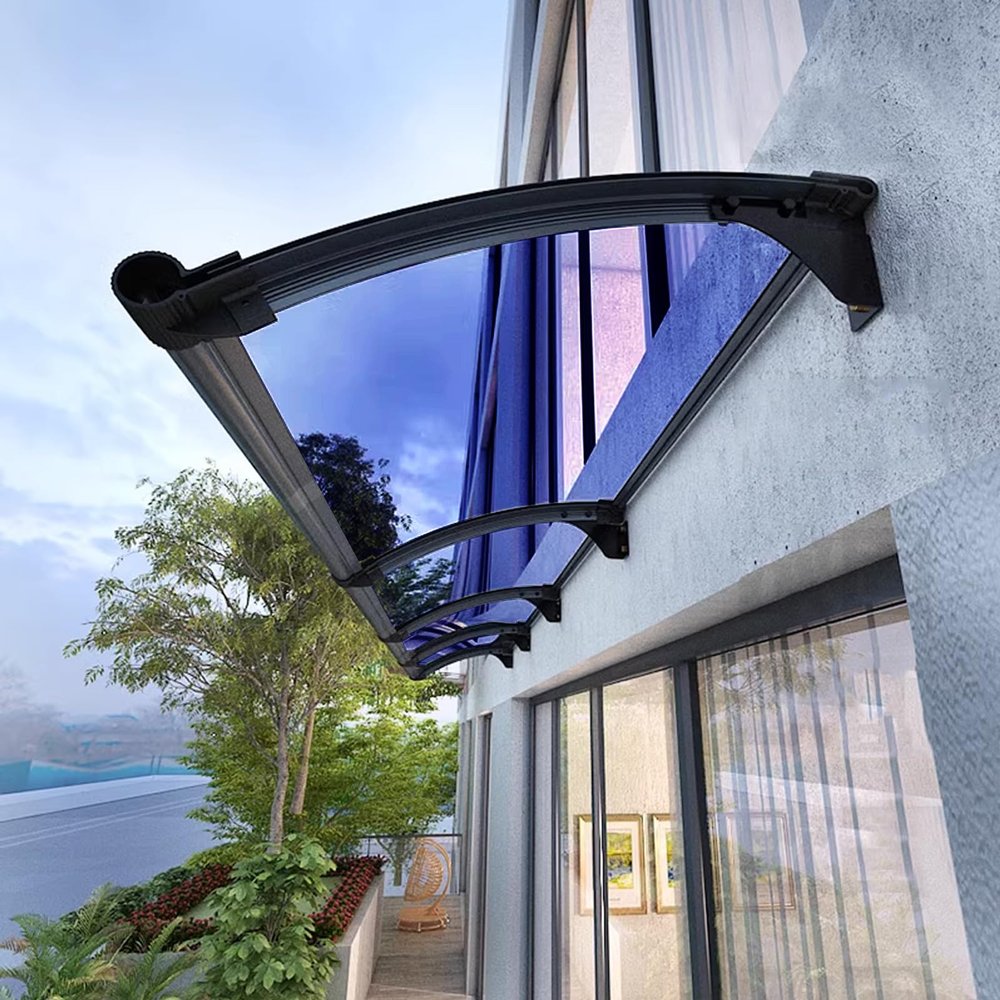 Polycarbonate Door Canopy, Sun and Rain Protection, 80 x 160 cm