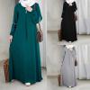 KBOPLEMQ Women's Long-Sleeve Sequin Maxi Abaya, Full-Length Islamic Kaftan and Prayer Dress view 2