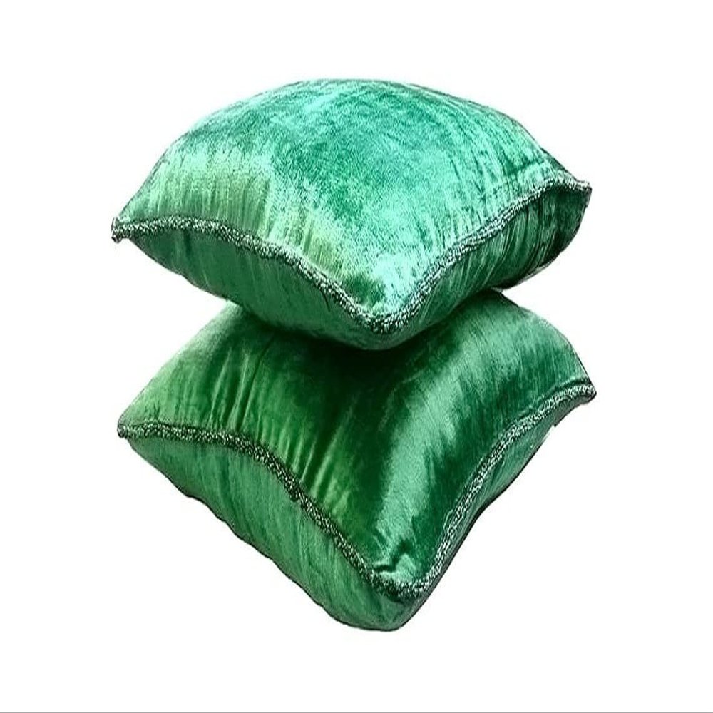 Green Shimmer Velvet Decorative Pillow Cover, 12 x 12 in