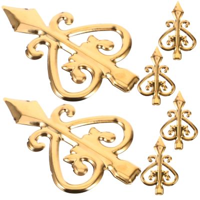 Aluminum Alloy Fence Finials, Gold-Colored, 6-Piece Set, Elegantly Curved