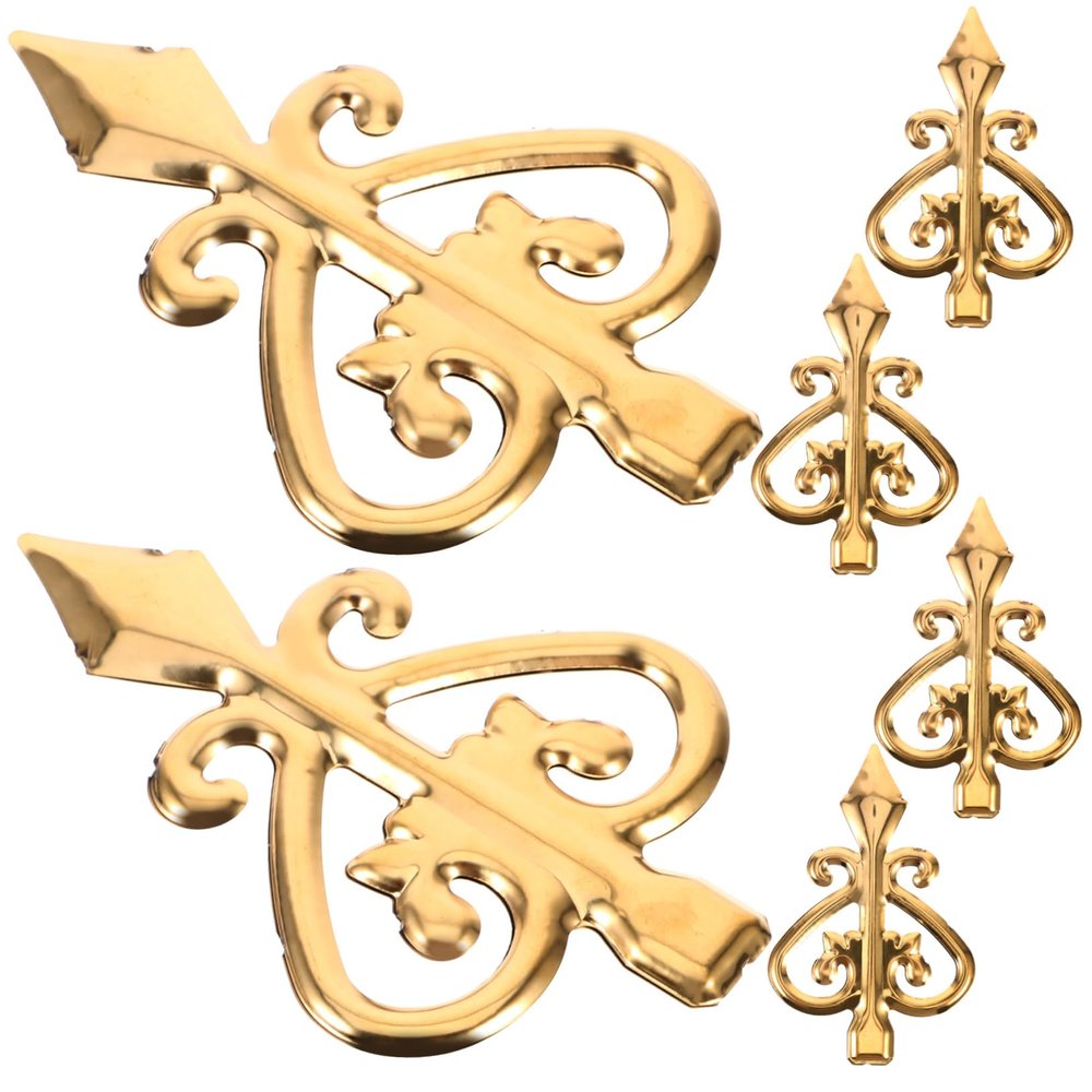 Aluminum Alloy Fence Finials, Gold-Colored, 6-Piece Set, Elegantly Curved