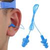 Waterproof Soft Corded Silicone Earplugs for Swimming, 3-Layer Seal (Blue) view 2