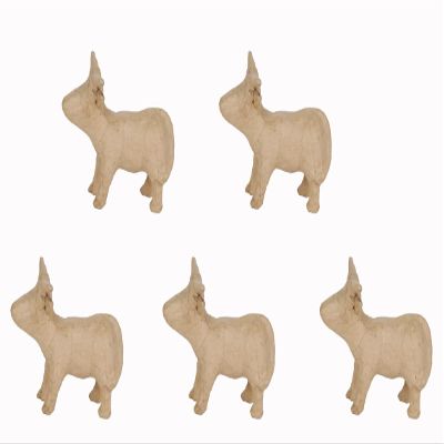 Decopatch AP174C Pack of 5 Papier-Mâché Cows, 11.5 x 5.5 x 8.5 cm, Kraft Brown