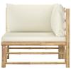BAZZI Outdoor Garden Corner Sofa with Cream-White Bamboo Cushions view 2