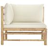 BAZZI Outdoor Garden Corner Sofa with Cream-White Bamboo Cushions view 3
