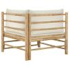 BAZZI Outdoor Garden Corner Sofa with Cream-White Bamboo Cushions view 4