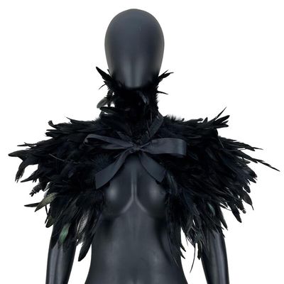Katutude Gothic Feather Cape Scarf for Women, Black