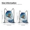 OrcoW Snowboard Print Drawstring Backpack, Waterproof, Black, S view 4