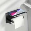 2-Piece Set Stainless Steel Toilet Paper Holders with Phone Shelf view 2
