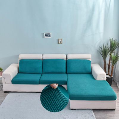 Stretch Sofa Seat Cushion Cover, Blue, 4-Seater (230–280 cm)