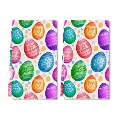 Horienteeon 2-Piece Colorful Easter Egg Kitchen Towel Set, 60 x 40 cm