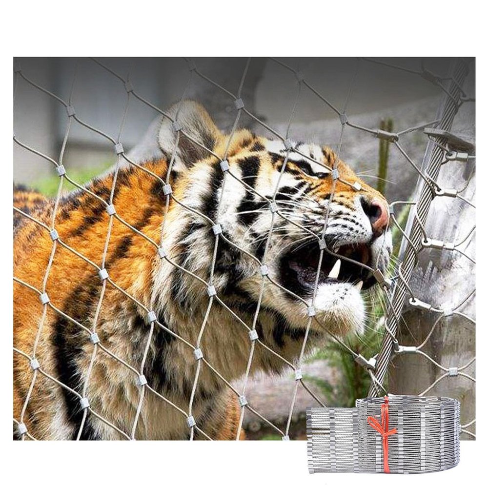 SHINGJING 304 Stainless Steel Rope Mesh Fence, 10 cm Mesh, H2.5 × L7 m