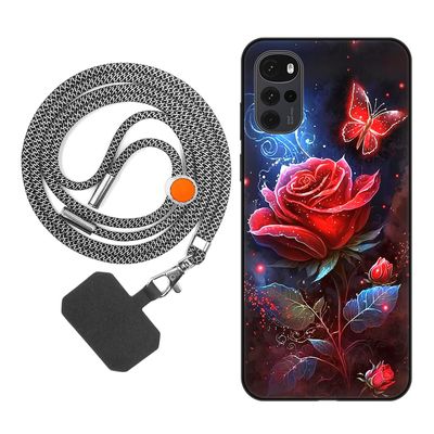 vingarshern Phone Case Compatible with Motorola Moto G22, Patterned Silicone Case with Lanyard, Image 09