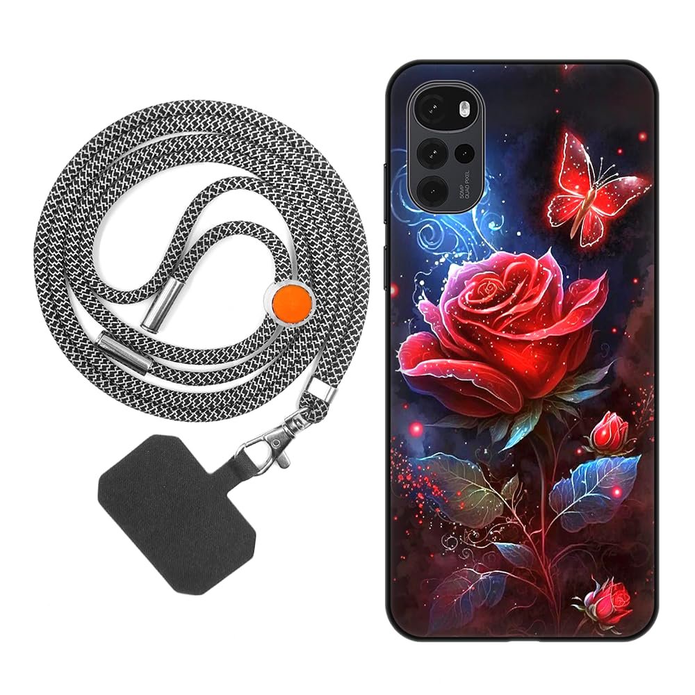 vingarshern Phone Case Compatible with Motorola Moto G22, Patterned Silicone Case with Lanyard, Image 09