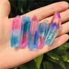 EPEDIC 5-Piece Natural Electroplated Blue Powder Two-Color Single-Point Crystal Columns, DIY Hanging Accessories view 1