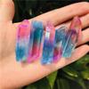 EPEDIC 5-Piece Natural Electroplated Blue Powder Two-Color Single-Point Crystal Columns, DIY Hanging Accessories view 2