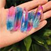 EPEDIC 5-Piece Natural Electroplated Blue Powder Two-Color Single-Point Crystal Columns, DIY Hanging Accessories view 3