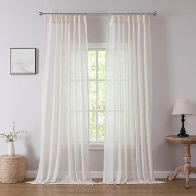 Kayne Studio Boho Semi-Sheer Linen-Blend Pinch-Pleat Curtains, 244 cm Long, Light-Filtering, 91.4 x 259.1 cm (W x L), 18