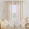 MIULEE Linen-Look Curtains with Grommets, 140 x 300 cm, White Rice, 2-Pack view 2