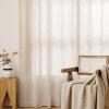 MIULEE Linen-Look Curtains with Grommets, 140 x 300 cm, White Rice, 2-Pack view 3