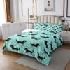 feelingyou Cartoon Dachshund Quilt Bedding Set, Beige, Bone and Paw Sketch Design, Soft Polyester Quilt Set for Girls and Teens view 2