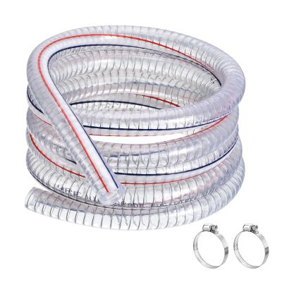 QUARKZMAN 1" ID x 5 ft PVC Steel-Wire-Reinforced Hose, Clear
