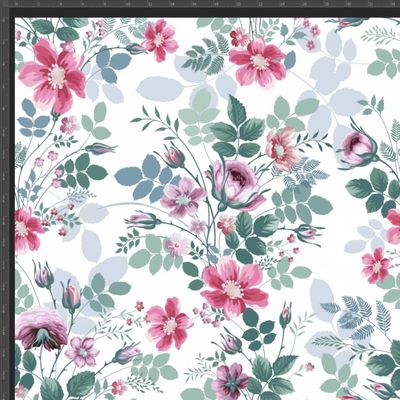 TEXTREND Jersey Fabric by the Meter, 100% Cotton, 1 × 1.6 m, Floral Print