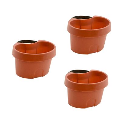Yardwe Wall-Mounted Plastic Planter, Brown, Strap-Mounted