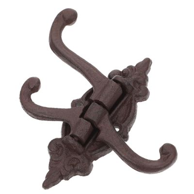 STOBAZA Rotating Iron Wall Hook with Three Arms, Coffee Color
