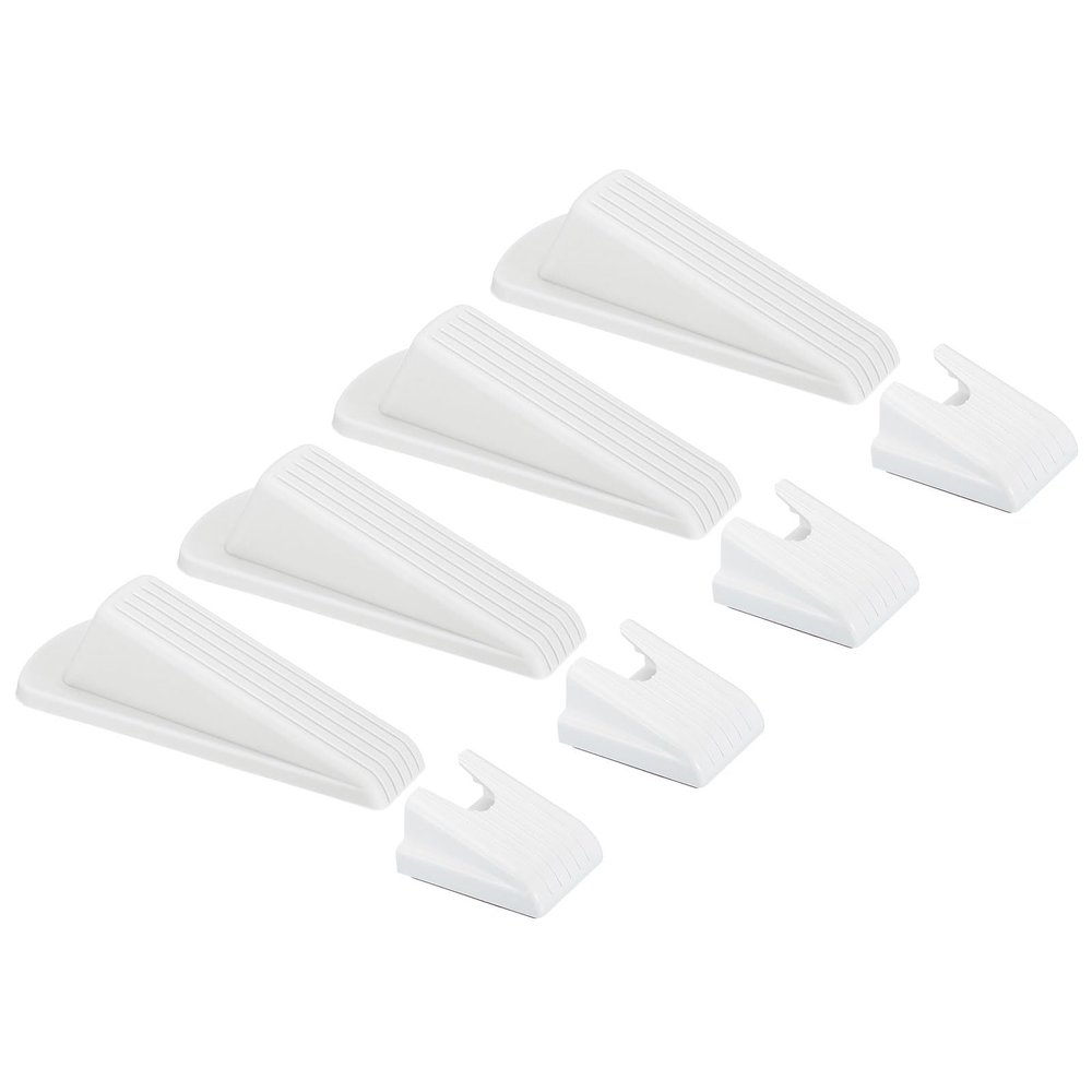 PATIKIL 4-Pack Rubber Door Wedges with Storage Box, White