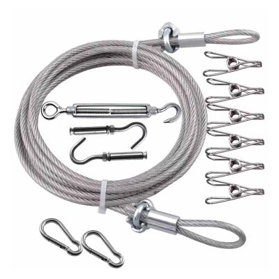 VXHCS 304 Stainless Steel Clothesline, Retractable, Adjustable Cable, for Balcony or Bathroom (5 mm Plastic-Coated, 4 m)