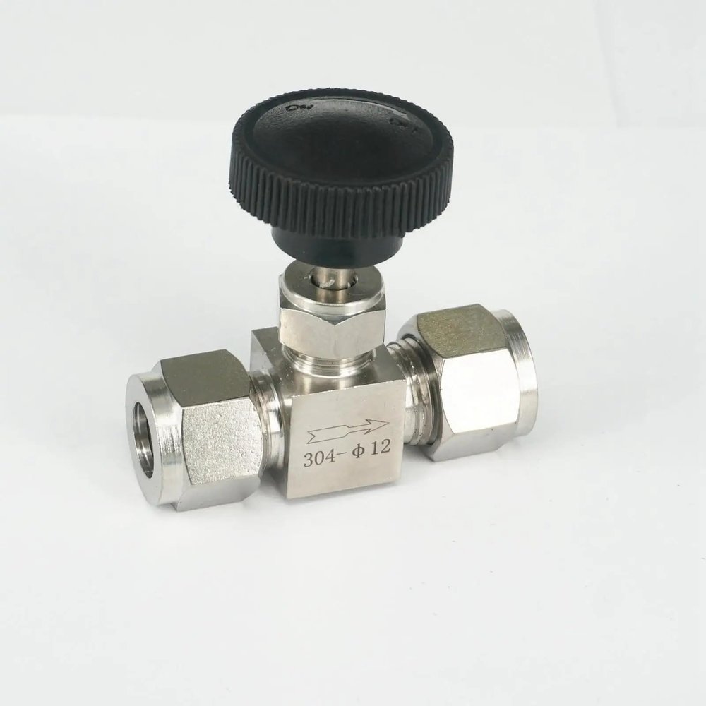 For 12 mm Pipe Outer Diameter, 304 Stainless Steel Shut-Off Valve, Straight Needle Valve for Flow Control, Compression Fitting, 6.4 MPa