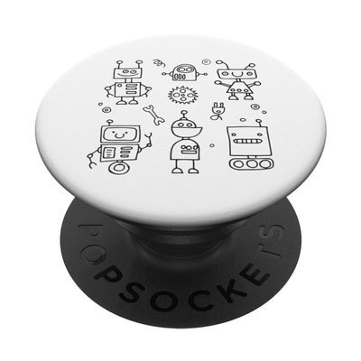 Cute Doodle Robot PopSockets PopGrip with Interchangeable Top