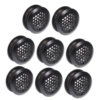 8-Pack Round Black Stainless Steel Cabinet Vent Covers