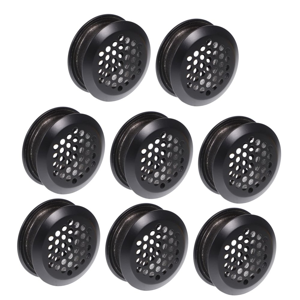 8-Pack Round Black Stainless Steel Cabinet Vent Covers