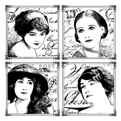 Clear Stamps for Card Making, 14 x 14 cm, Retro Women Background, Clear Silicone Stamp for Photo Album Decoration