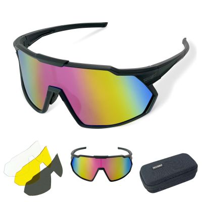 TWO-X Speed Mirrored Sports Sunglasses, Black/Pink