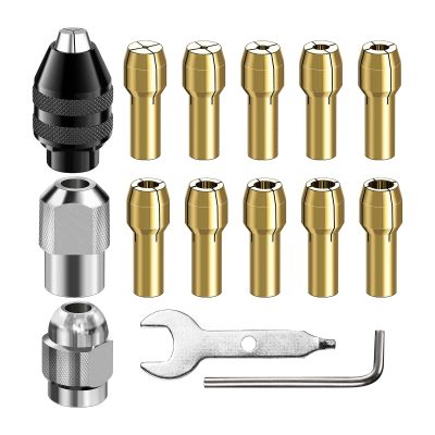 15-Piece Brass Collet Chuck Set for Dremel, 0.5–3.2 mm