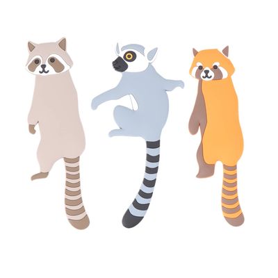 MAGICLULU Self-Adhesive Wall Hooks, No Drilling, 3-Pack, Cat and Raccoon Design