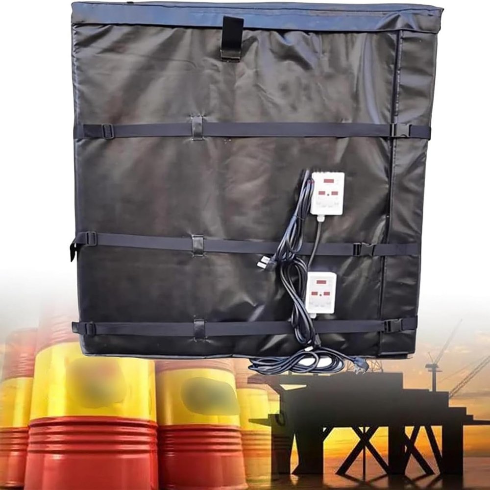 CYMYYDS 2300 W/4000 W IBC Drum Heater, 0–150°C Controller, Waterproof Insulated Heating Blanket, 275 gal/1,000 L, Black