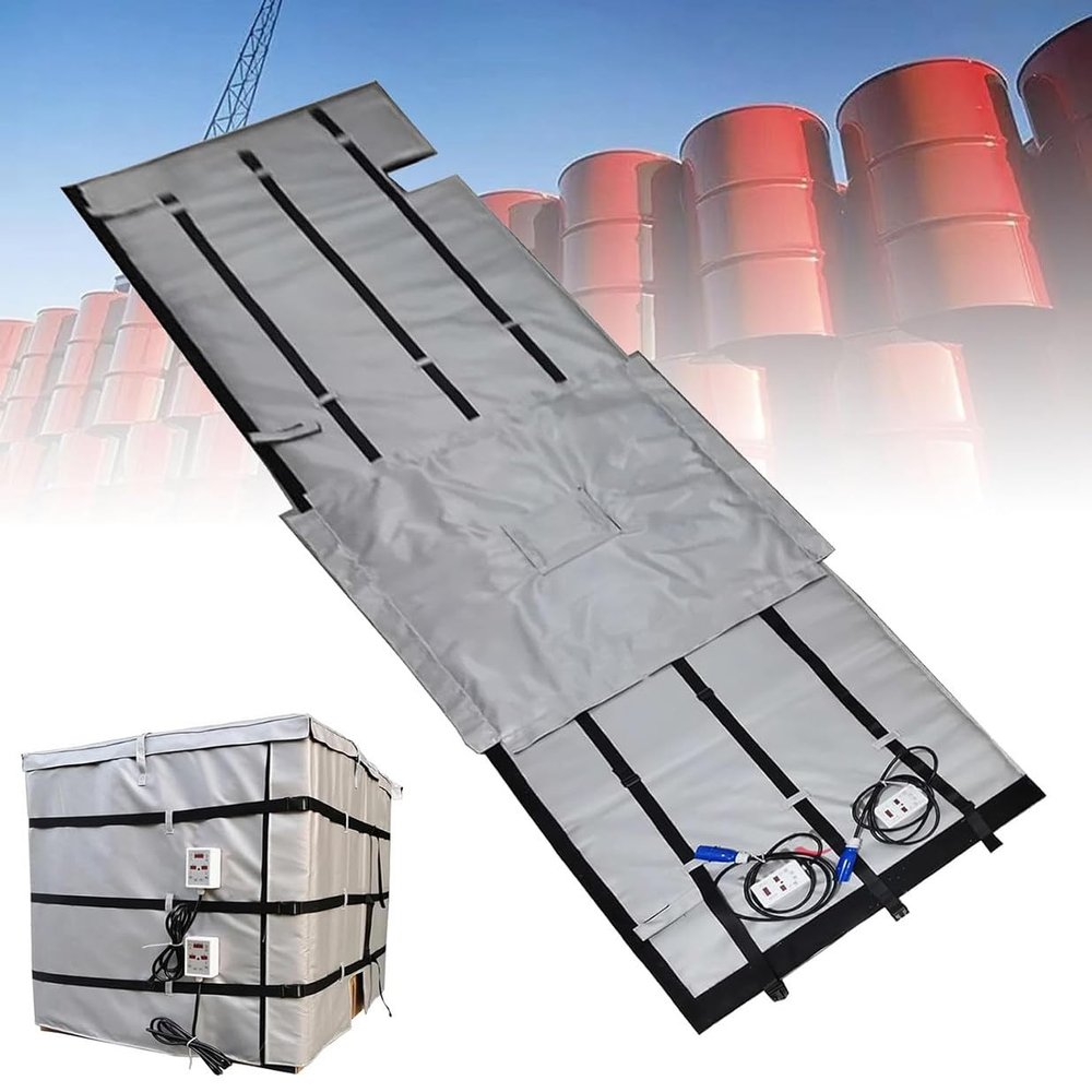 CYMYYDS IBC Tote Heating Blanket, Electric Drum Heater, 0–150°C Temperature Controller, Waterproof Insulation, 275 Gallon/1,000 L, Gray