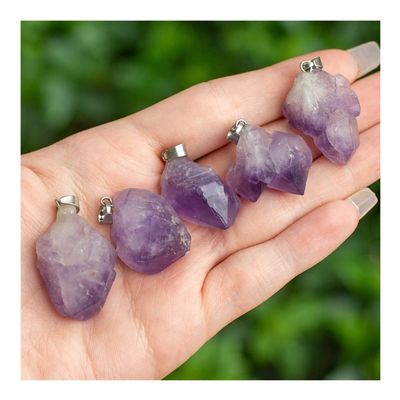 OURVER Amethyst Raw Point Pendant, Natural Crystal Gemstone Jewelry