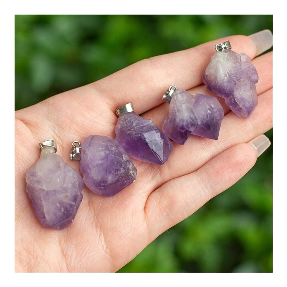 OURVER Amethyst Raw Point Pendant, Natural Crystal Gemstone Jewelry