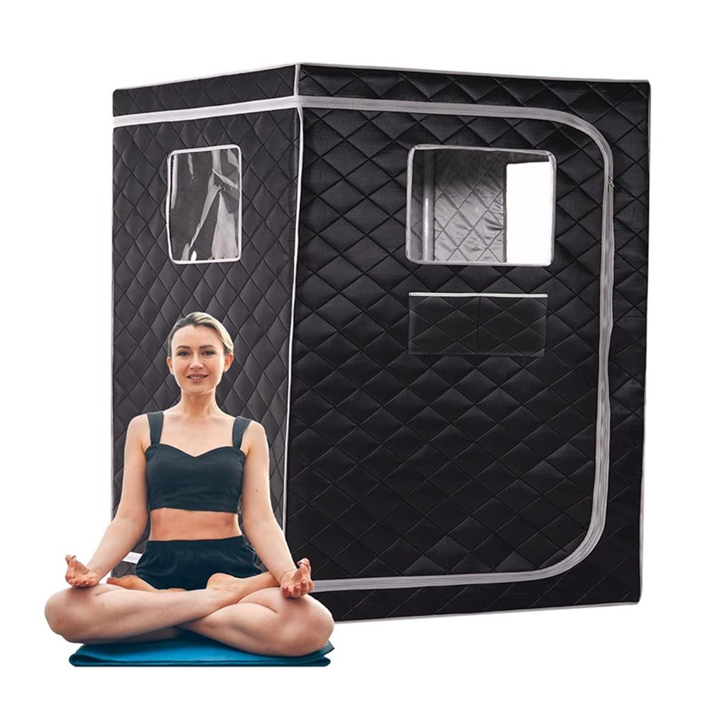 Portable Steam Sauna Tent for 2 People, Full-Size Double Sauna Tent, Black Gray